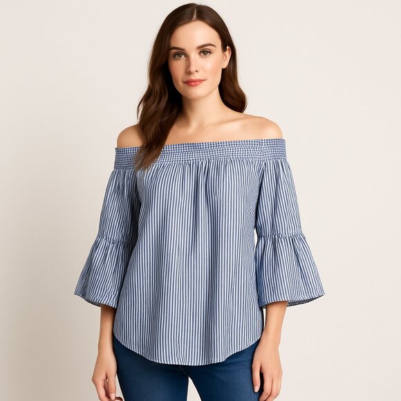 INC International Concepts Off-Shoulder Striped Top – Size M - Picture 2 of 8